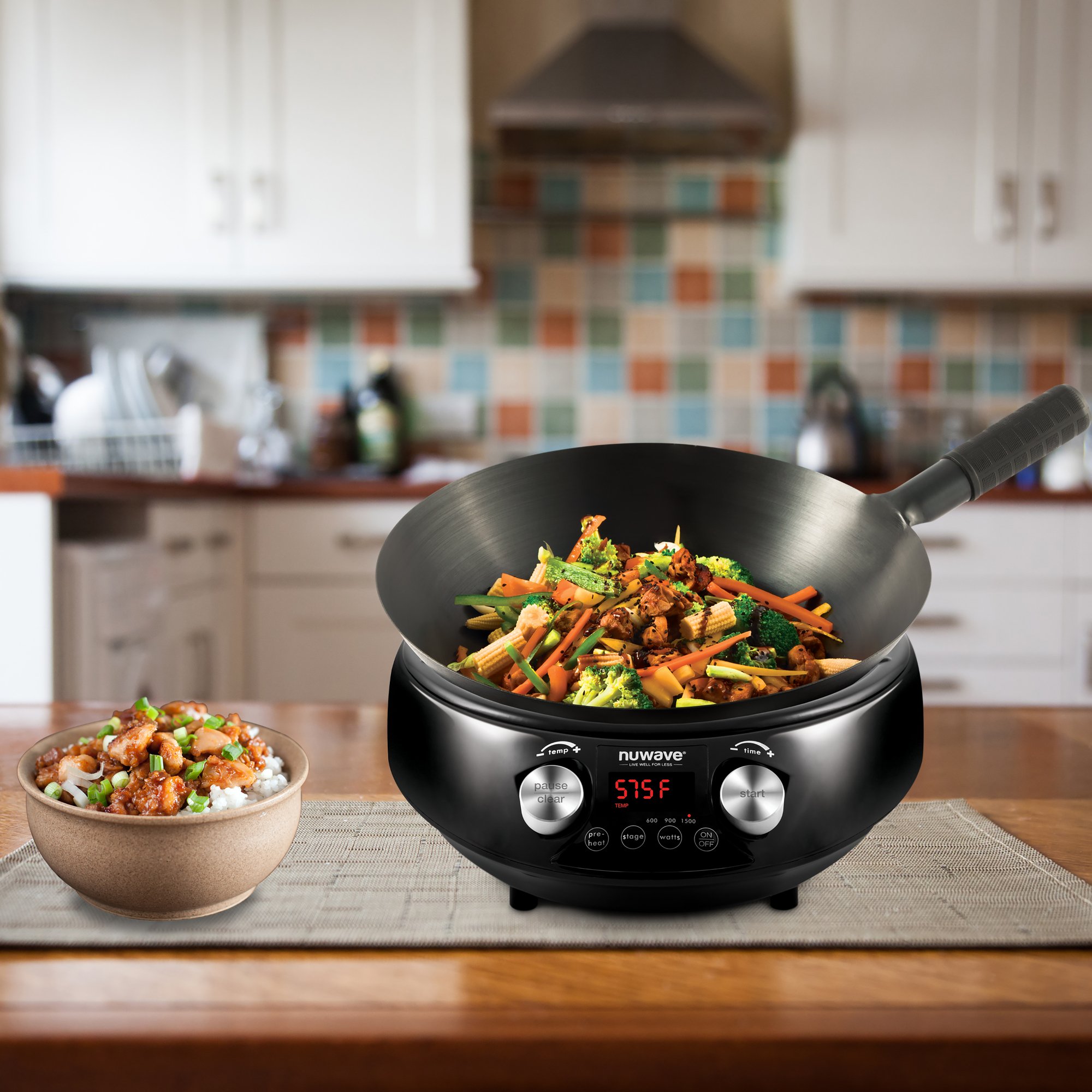 NuWave Mosaic Precision Induction Cooktop with Carbon Steel 4 Quart Wok