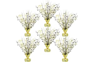 Crowye 6 Pcs Metallic Foil Spray Centerpiece Christmas Party Star Fall Table Decoration New Year 2026 Table Decor for Birthday Party Holiday(Black Gold,Small Star)