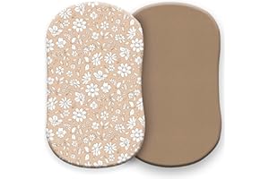 Pobibaby - 2 Pack Premium Bassinet Sheets for Standard Bassinets - Ultra-Soft Jersey Knit, Stylish Floral Pattern, Safe and S