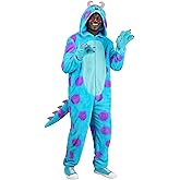 Disney & Pixar Monsters Inc Sulley Adult Costume Jumpsuit with Tail, Hood, and Hand Covers | Halloween Character Outfit