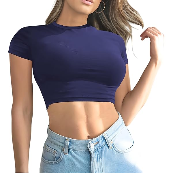 PLAVE WHY? CROP TOP T-SHIRT（S） Riforla Women's Sexy Long