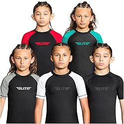 Elite Sports Kids Jiu Jitsu BJJ Rash Guard, Short