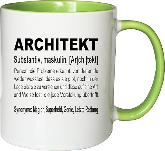 Mister Merchandise Kaffeebecher Tasse Architekt Definition Geschenk Gag Job Beruf Arbeit Witzig Spruch Teetasse Becher Weiß-G