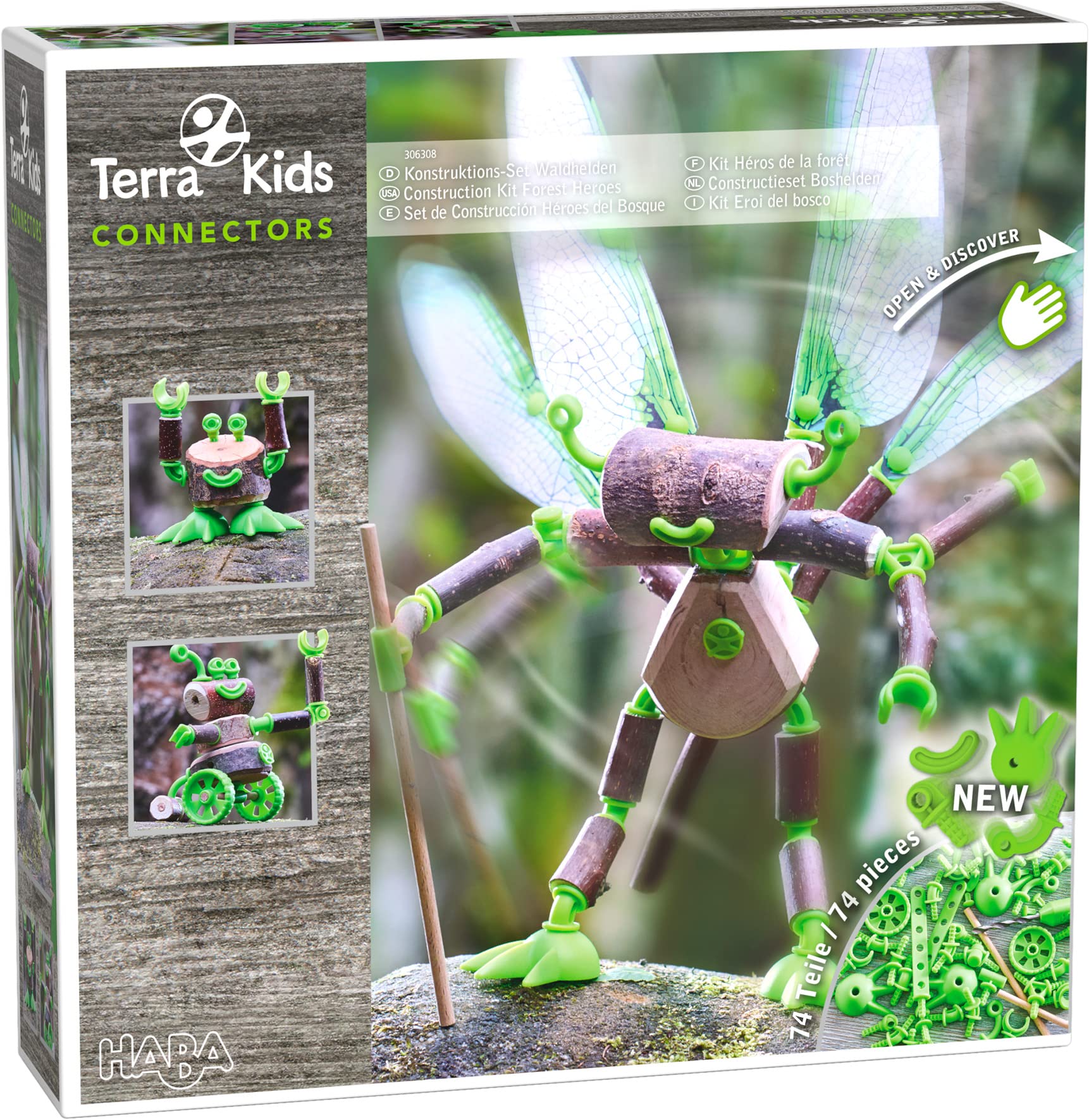 HABA 306308 Terra Kids Connectors – Construction Kit Forest Heroes- 74 pieces-Stimulates imagination and Creativity, Ages 8 and Up