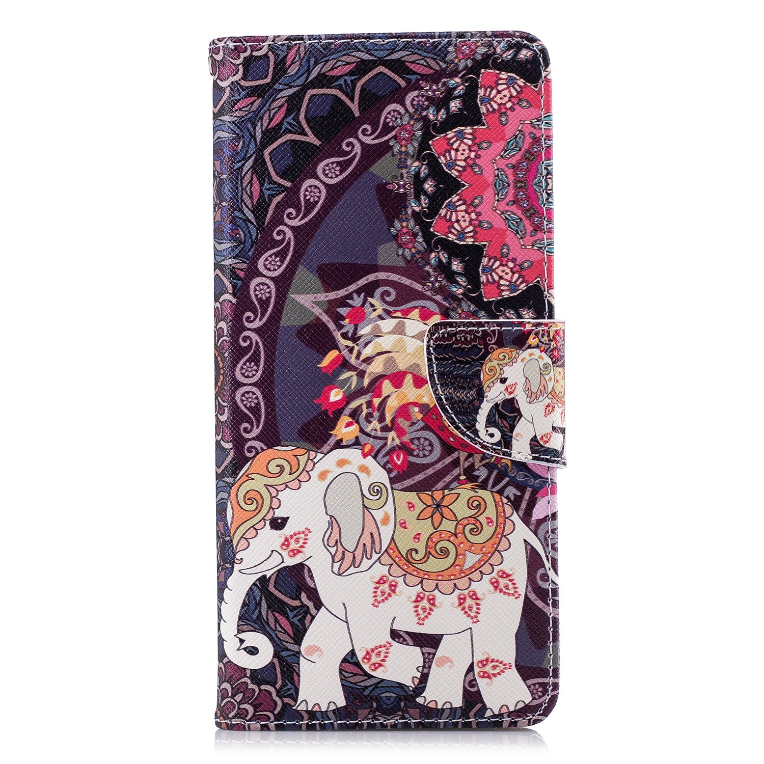 for Samsung Galaxy A12 / M12 Phone Case, Samsung A12 / M12 Case Flip Shockproof PU Leather Folio Wallet Cover with Card Holder Stand Silicone Bumper Protector Case for Girls, Totem Elephant — image 1