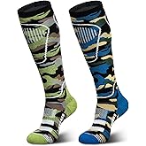 Merino Wool Ski Socks 2 Pairs, Thermal Knee High Warm Socks for Snowboarding, Hiking, Cold Weather, Snow, Hunting