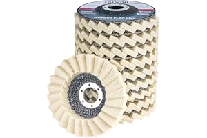 LAIWOO Wool Polishing Wheel Disc 4-1/2" x 7/8" Arbor, Wool Felt Polishing Wheel Disc 10 Pack, Felt Buffer for Angle Grinder (6mm, Thicker)