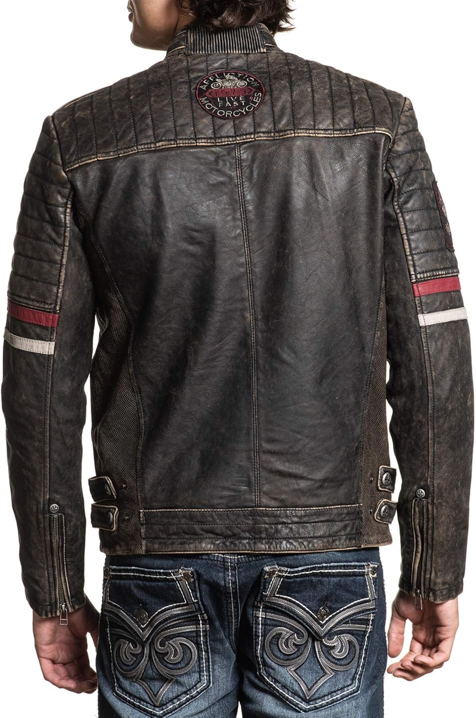 Amazon Com Affliction Men S Desert Roads Leather Jacket Clothing
