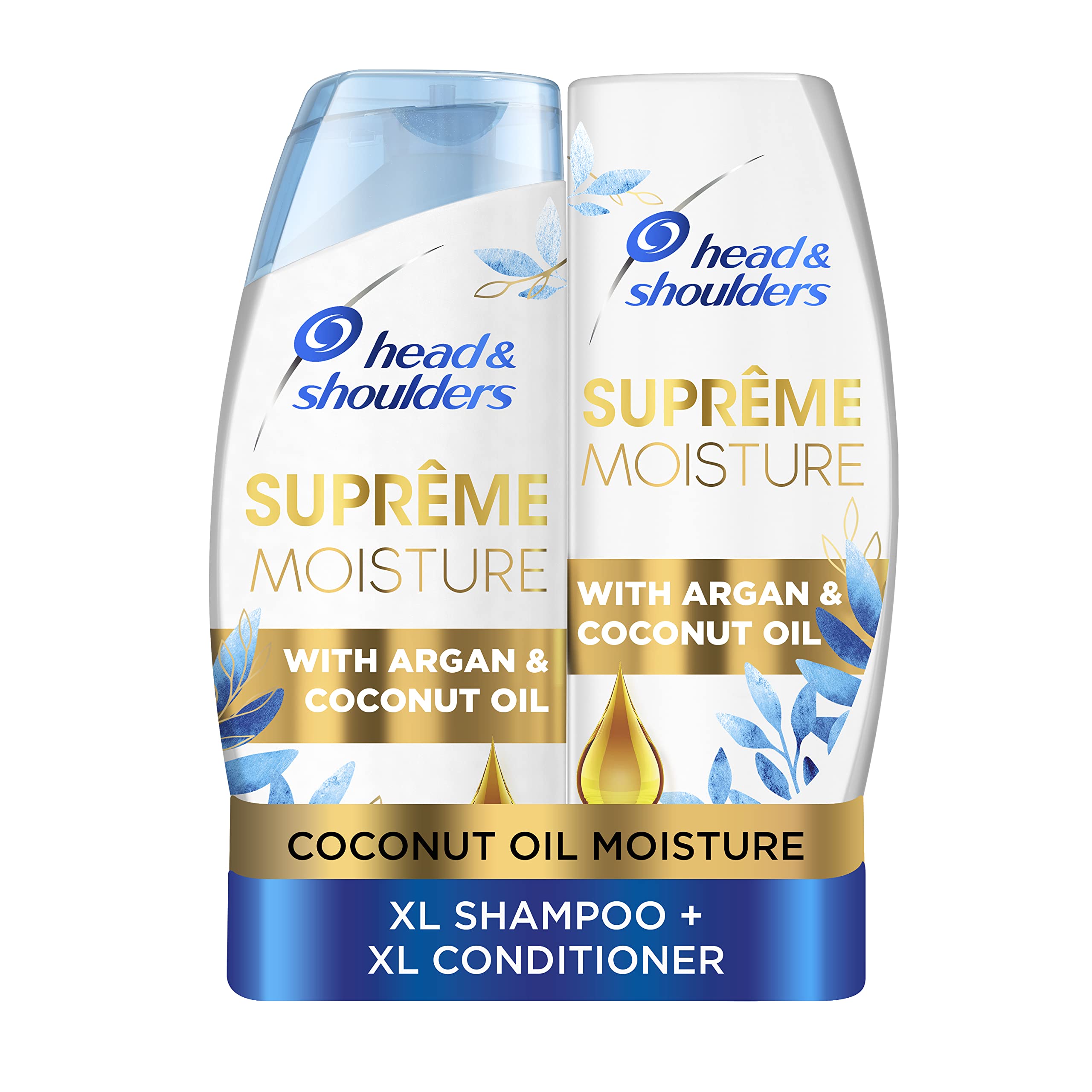 Head & Shoulders Supreme Moisture Anti-Dandruff Shampoo and Hair Conditioner Set For Dry Damaged Hair, Dandruff Scalp Treatment With Argan & Coconut Oil, XL VALUE PACK, 990 ml (Pack of 2)