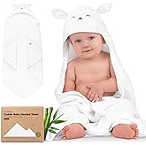 KeaBabies Hooded Baby Towel for Newborn - Viscose Derived from Bamboo Large Baby Bath Towels with Hood for Boys, Girls, Toddler, Extra Absorbent & Soft Newborn Bath Essentials (Lamb, Regular)