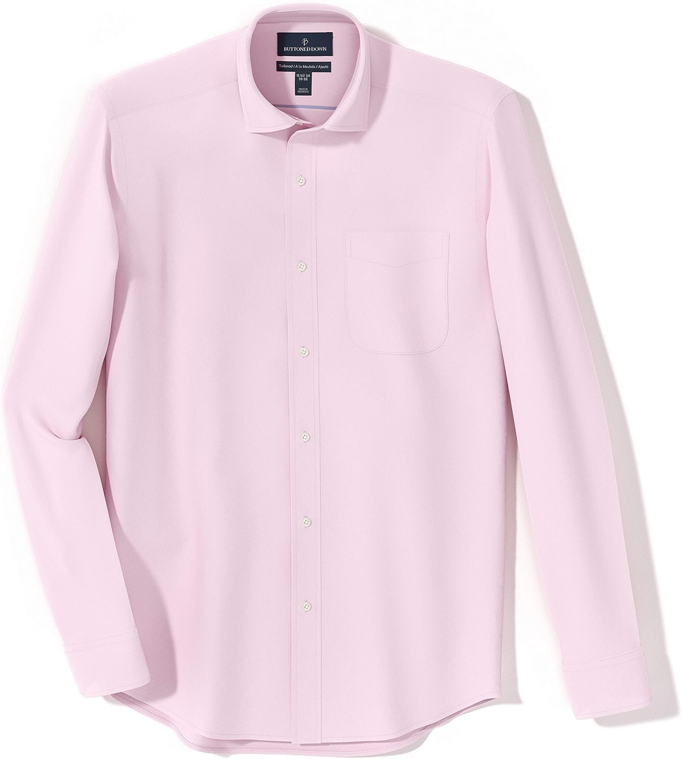 Buttoned Down Men's Standard Tailored-fit Spread Collar Solid Non-Iron Dress Shirt: Clothing