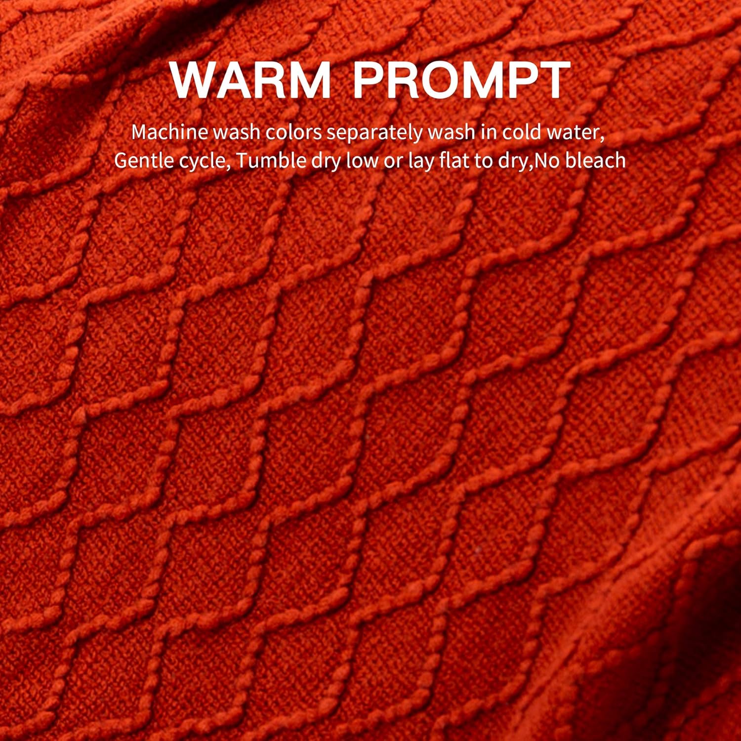 SPAOMY Throw Blanket, Knit Blanket with Tassels, Textured Cozy Lightweight Decorative Throw Blanket for Couch, Bed, Sofa, Travel- All Seasons (50x60 Inch, Rust): Kitchen & Dining