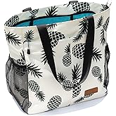 ESVAN Original Floral Tote Bag Large Shoulder Bag with Multi Pockets for Gym Travel Beach Daily Bags