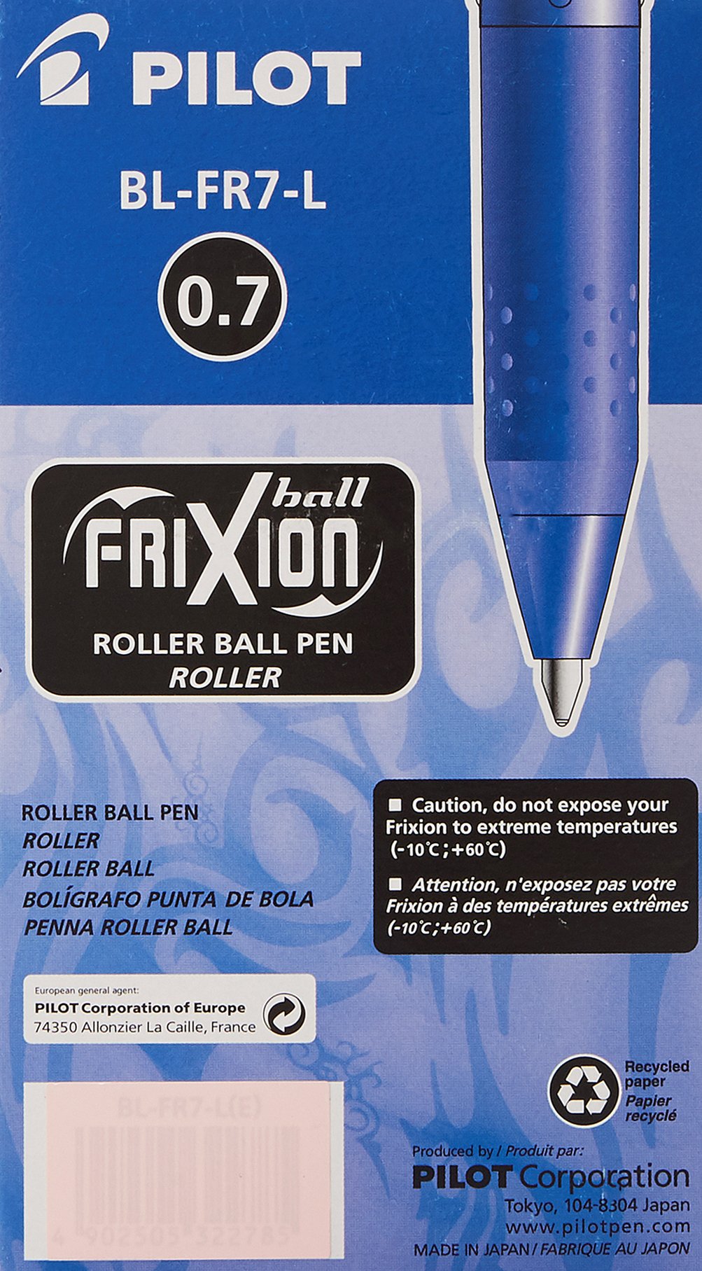 Pilot 4902505547591 Size 12 Mika Frixion Erasable Rollerball Pen - Red (Pack of 12)