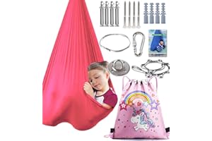 LIZZNOE Indoor Therapy Sensory Swing, Special Needs Joy Cuddle Ceiling Snuggle Swings, Outdoor Room Adjustable Fabric Hammock, Sensory Integration, Autism, ADHD, Aspergers, Kids Boy Girl Children Teens Gift