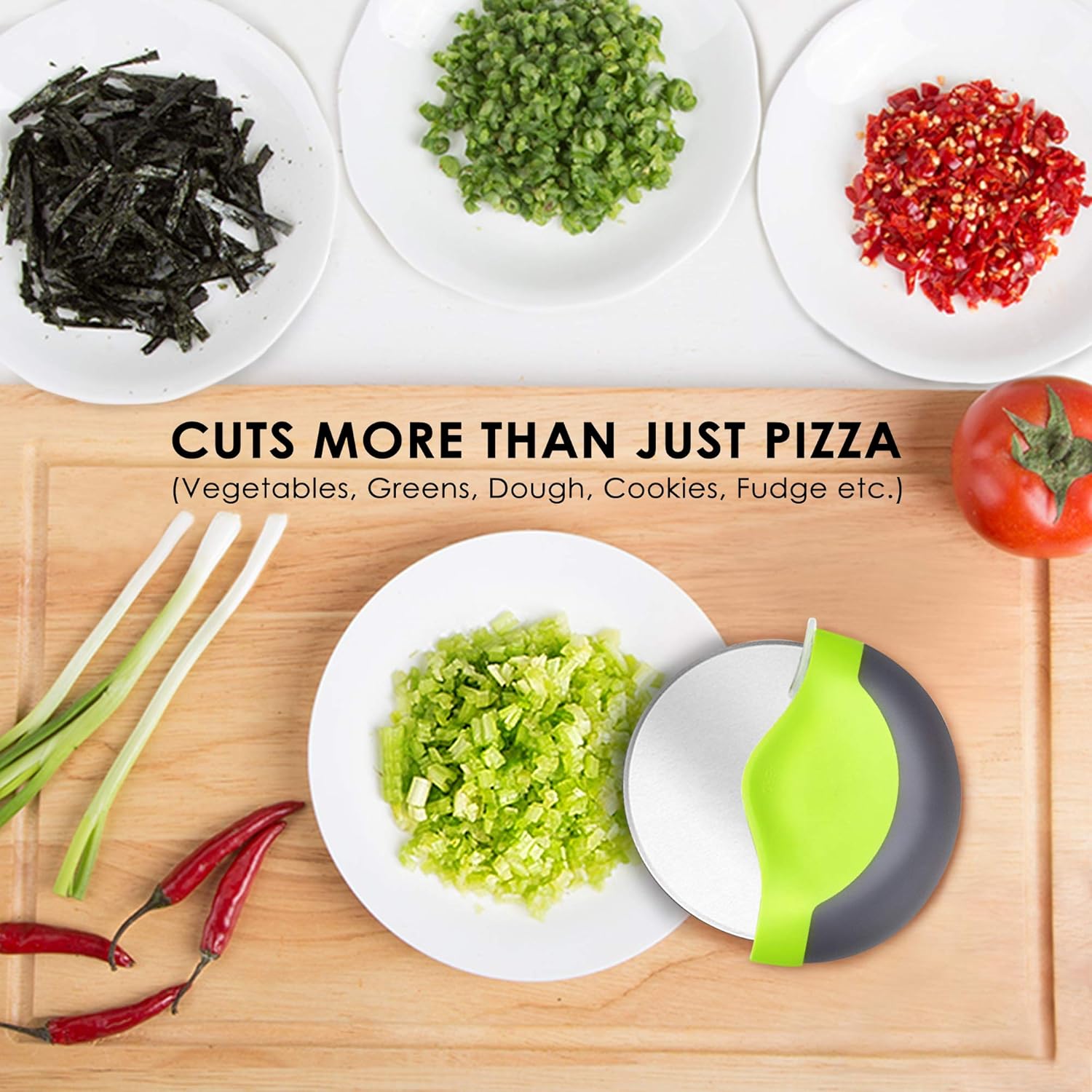 Kitchy Pizza Cutter Wheel - Super Sharp and Easy To Clean Slicer, Kitchen Gadget with Protective Blade Guard (Green): Kitchen & Dining