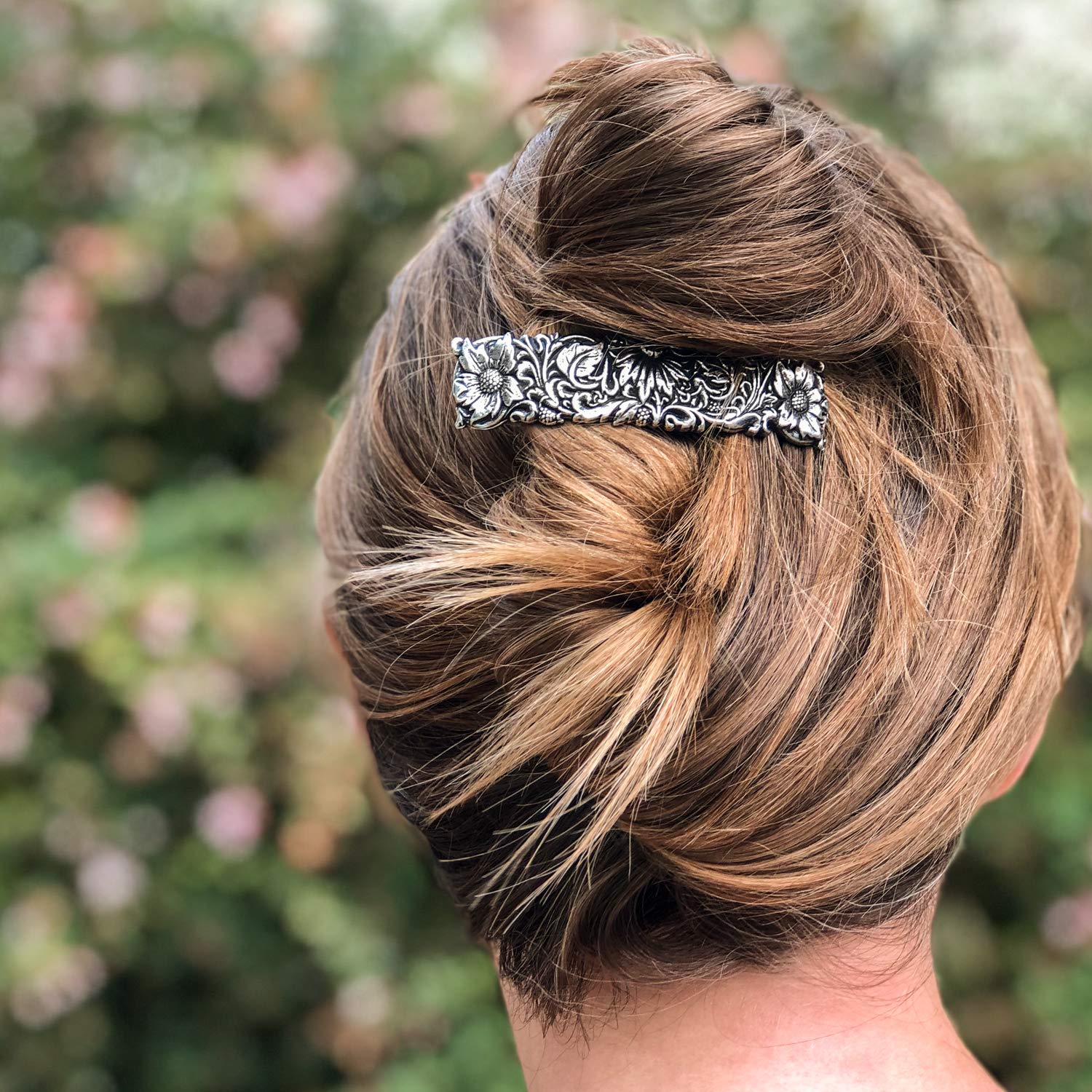 Wildflower Hair Clip, Medium Hand Crafted Metal Barrette Made in the USA with a 70mm Imported French Clip by Oberon Design : Beauty