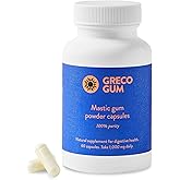 Greco Gum - Mastic Gum Capsules 500 mg – Greek Chios Mastiha Supplement for Gut Health, Digestive Support and Bloating Relief – Pure Mastic Gum Powder – Vegan, Gluten-Free, No Fillers – 60 Count