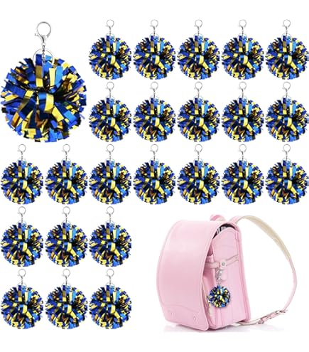 Cheer Keychain Cheer Pom Pom Keychains - 12 Pack Rhinestone Bling