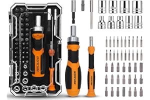 IRONCUBE Ratcheting Screwdriver Set: 56-Piece Magnetic Multi Bits Tool Kit with Case
