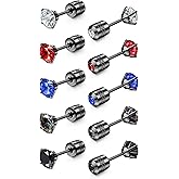 CASSIECA 5 Pairs 𝐒𝐮𝐫𝐠𝐢𝐜𝐚𝐥 𝐒𝐭𝐞𝐞𝐥 𝐄𝐚𝐫𝐫𝐢𝐧𝐠𝐬 Screw Back Stainless Steel Stud Earrings for Women Men, Rainbow 5A Cubic Zirconia Sleeper Studs 𝐇𝐲𝐩𝐨𝐚𝐥𝐥𝐞𝐫𝐠𝐞𝐧𝐢𝐜 𝐄𝐚𝐫𝐫𝐢𝐧𝐠𝐬 𝐟𝐨𝐫 𝐒𝐞𝐧𝐬𝐢𝐭𝐢𝐯𝐞 𝐄𝐚𝐫𝐬 3-8mm