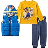Paw Patrol Nickelodeon Boys Pants Set with Hooded Vest and Long Sleeve Shirt for Toddler and Little Kids