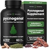 NutraChamps Pycnogenol French Maritime Pine Bark Extract, Premium Circulation Complex, Blood Flow, Nitric Oxide Production, Superior Absorption, Results with Black Pepper Extract, 60 Capsules