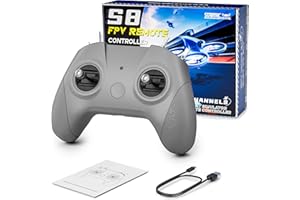 STARDRONE S8 RC Flight Simulator Controller- 8 Channels FPV Drone Games Remote Controller Support Popular System&Platform- Ideal for Beginner Pilots Professional Training Experience(Mode 2) (Grey)