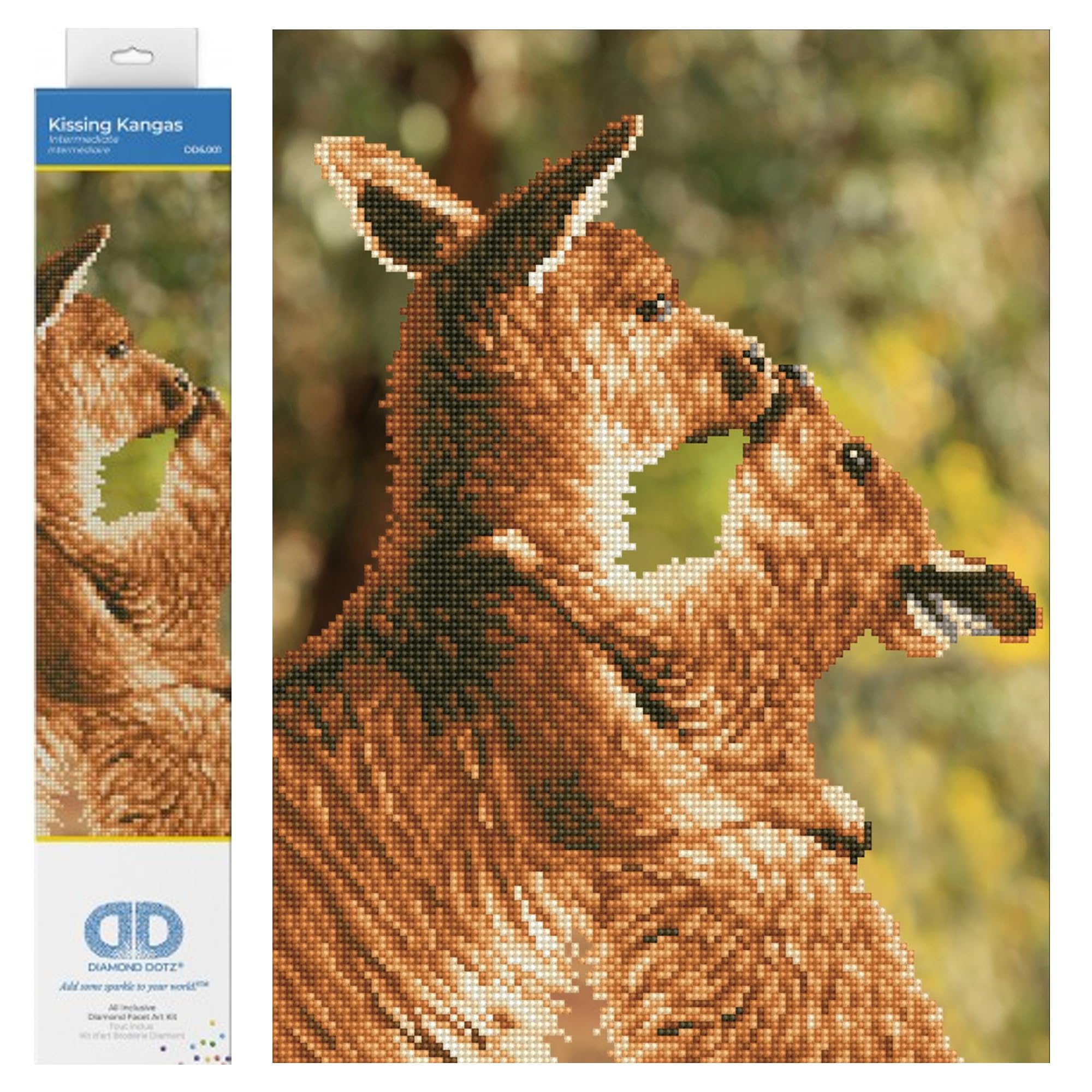 Diamond Painting Kit, Intermediate, DD6, Kissing Kangas