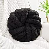 Uvvyui Knot Pillows, 14 Inch Decorative Throw Pillows Round Pillows Cushion, Soft Handmade Knotted Ball Pillow Plush Cushion Home Decor for Bed Couch Living Room (Black, 14 Inch)