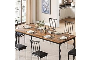 Rectangular Dining Table for 6, 71 Inch Rustic Farmhouse Kitchen Table with Large Tabletop, Long Wooden Dining Room Table wit