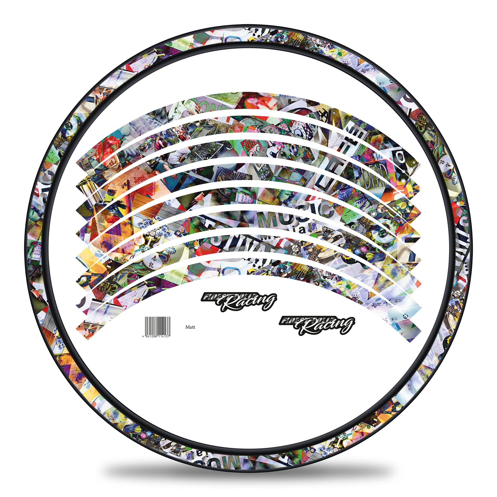 Finest Folia Set of 16 Wheel Rim Stickers for Bicycle Rims in Various Designs Complete Set for 27 Inch / 29 Inch Ebike Road Bike Mountain Bike MTB Balance Bike (No. 1 Stickerbomb, Matte)