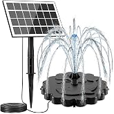 Jutai Floating Solar Fountain Kit Works in Shade, 3.5W Glass 2-in-1 Solar Panel Water Pump &ndash; No Battery, DIY Bird Bath &amp; Garden Water Feature with 7 Nozzles, 9.8ft Power Cord