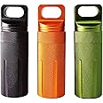 Ccanku C20 EDC Waterproof Case Military Level Survival Pill Match Case Box Container CNC Metal Seal Bottle Camping Essentials Tool, Survival Storage Container (Black Orange Green)