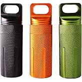 Ccanku C20 EDC Waterproof Case Military Level Survival Pill Match Case Box Container CNC Metal Seal Bottle Camping Essentials Tool, Survival Storage Container (Black Orange Green)