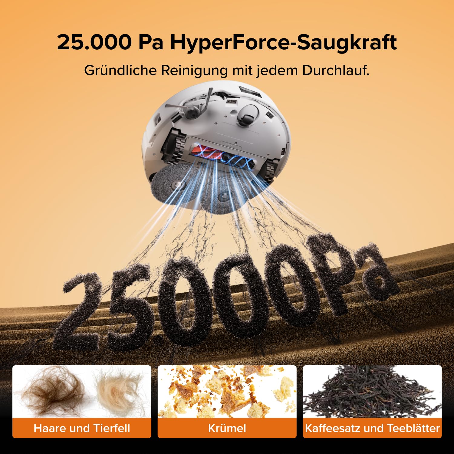 roborock Qrevo Edge 2 Set Saugroboter mit Wischfunktion&Hebarem Wischmopp, 25.000 Pa, Anti-Tangle, ultraflach 7,98 cm, 80 °C Heißwasser-Moppwäsche, FlexiArm-Technologie, AI-Hinderniserkennung(Weiß) 2