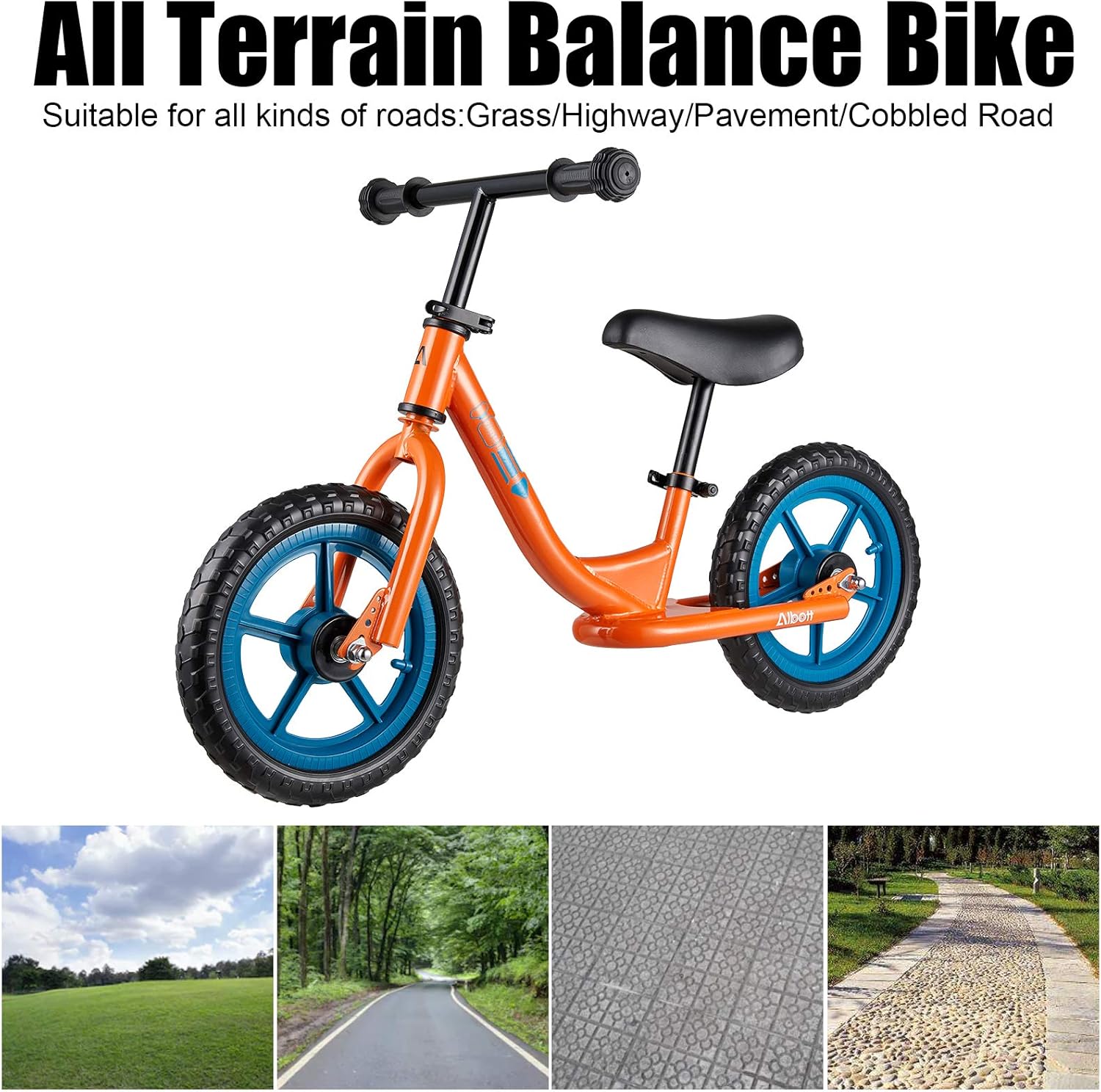 Albott 12 Sport Balance Bike - Toddler Training Bike w/Adjustable Height Seat & Handlebar, Push Bikes for Toddlers No Pedal Scooter Bicycle with Footrest for Age 18 Months and Over(Orange): Sports & Outdoors