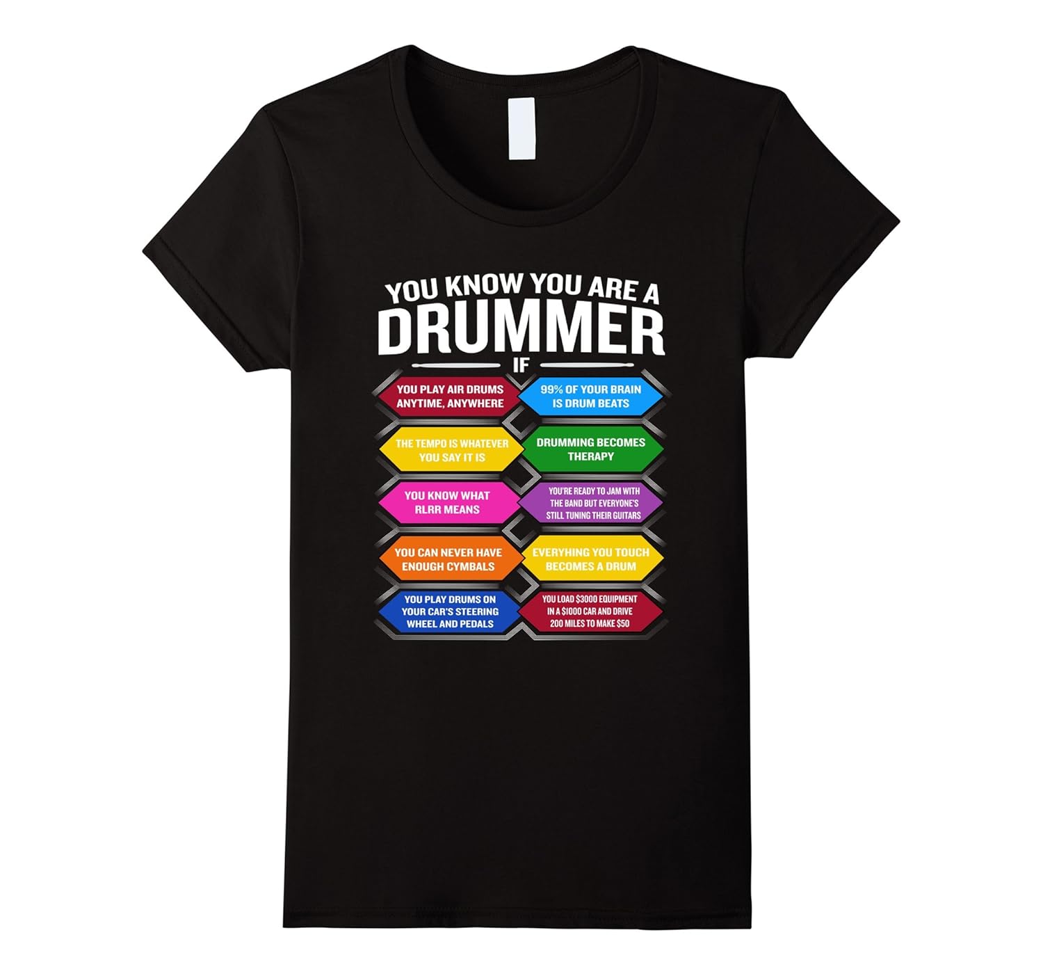 You’re A Drummer If TShirt Funny Drum Quote Top 10 Signs