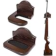TESLYAR Gun Rack Holder Wall Mount Hold Up Displays Vertical Gun Rack and Shotgun Hooks Store Rifle Shotgun Bow Real Hardwood Hanger Brown