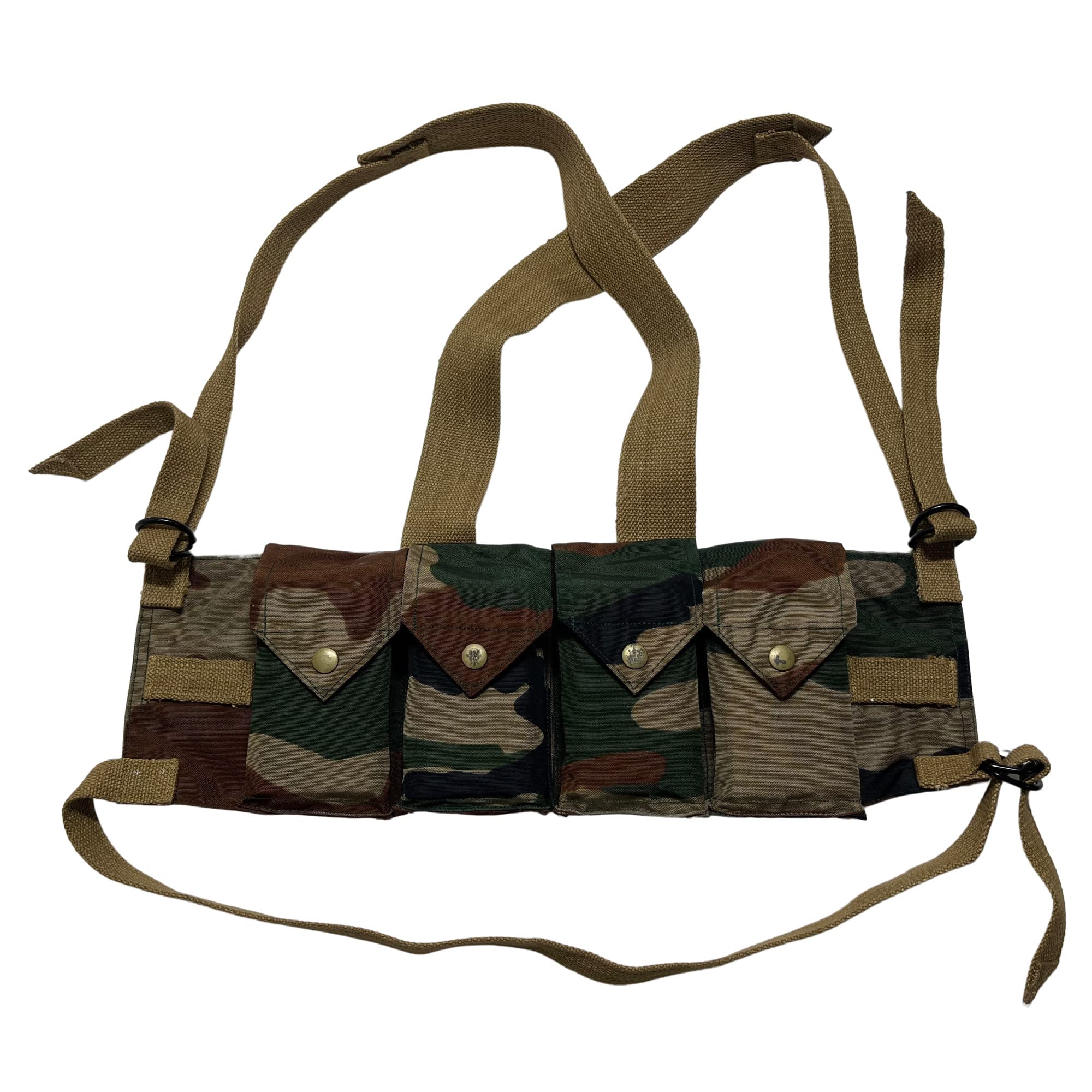 Photo 1 of warrepplica Rhodesian Fereday & Sons Chest Rig FAL/G3/M14 Bush War/20rd .308/7.62x51mm 4 Magazine Pouch Chest Rig Camo Print
