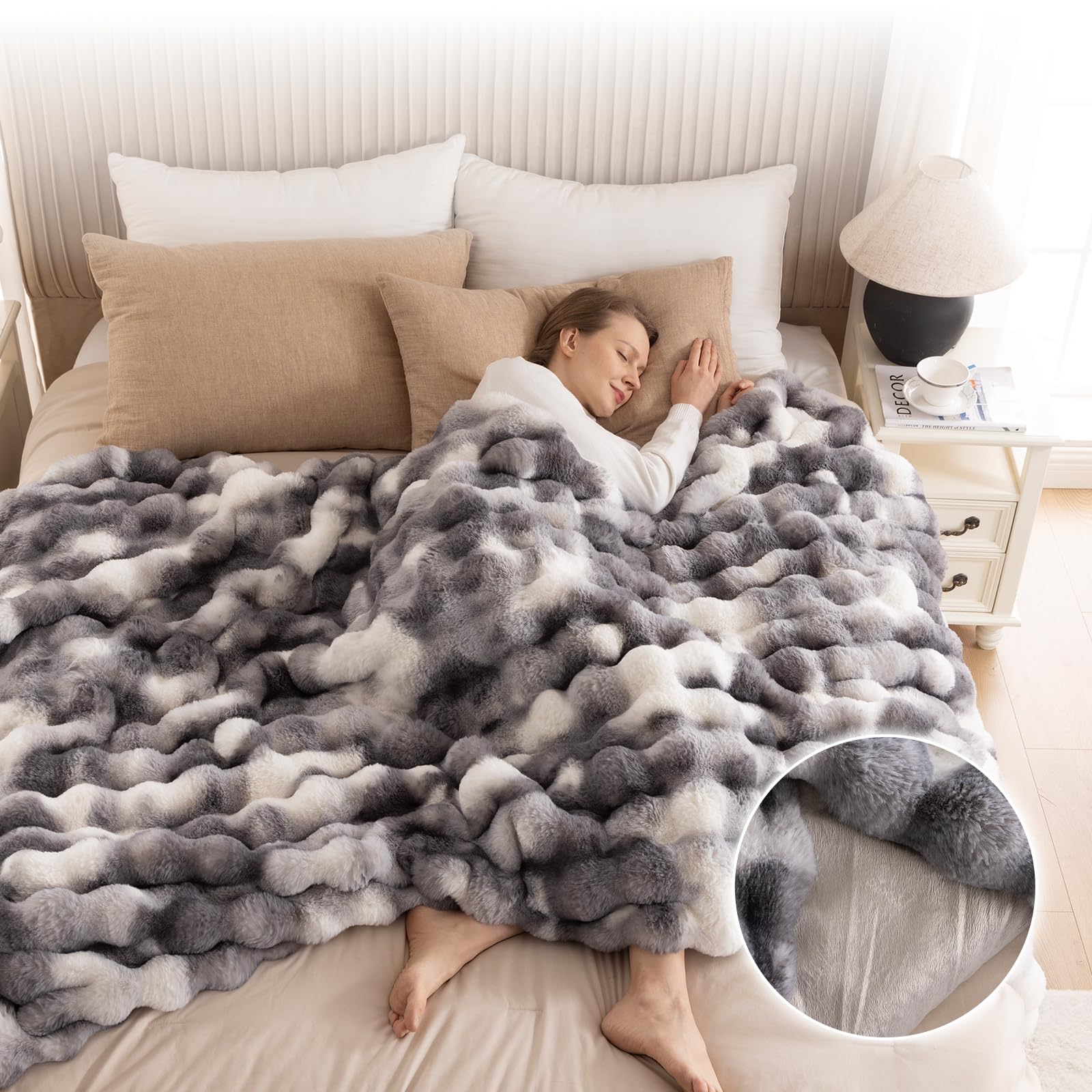 thumbnail image 2 of Plush Fleece Throw Blanket | Soft, Warm Faux Fur For Couch, Bed, Or Sofa - Machine Washable, 300 GSM 2 of 9