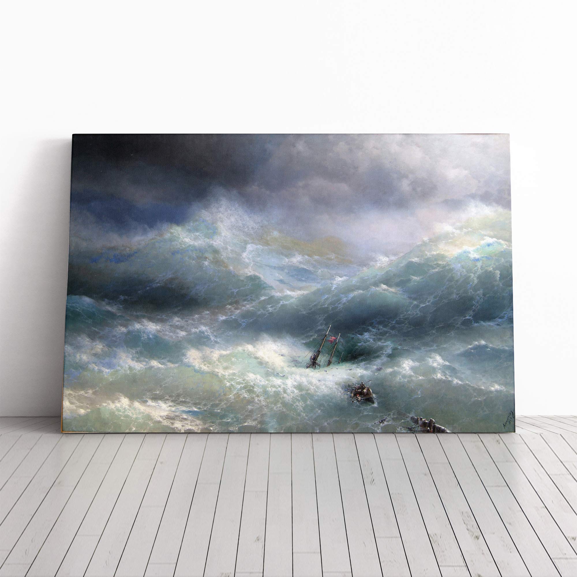 Ivan Aivazovsky Wave Canvas Print | Gallery Wrapped 30mm Frame Wall Art | 20x14 inches | Ready to Hang | Modern Seascape Picture | Living Room Bedroom Lounge Office