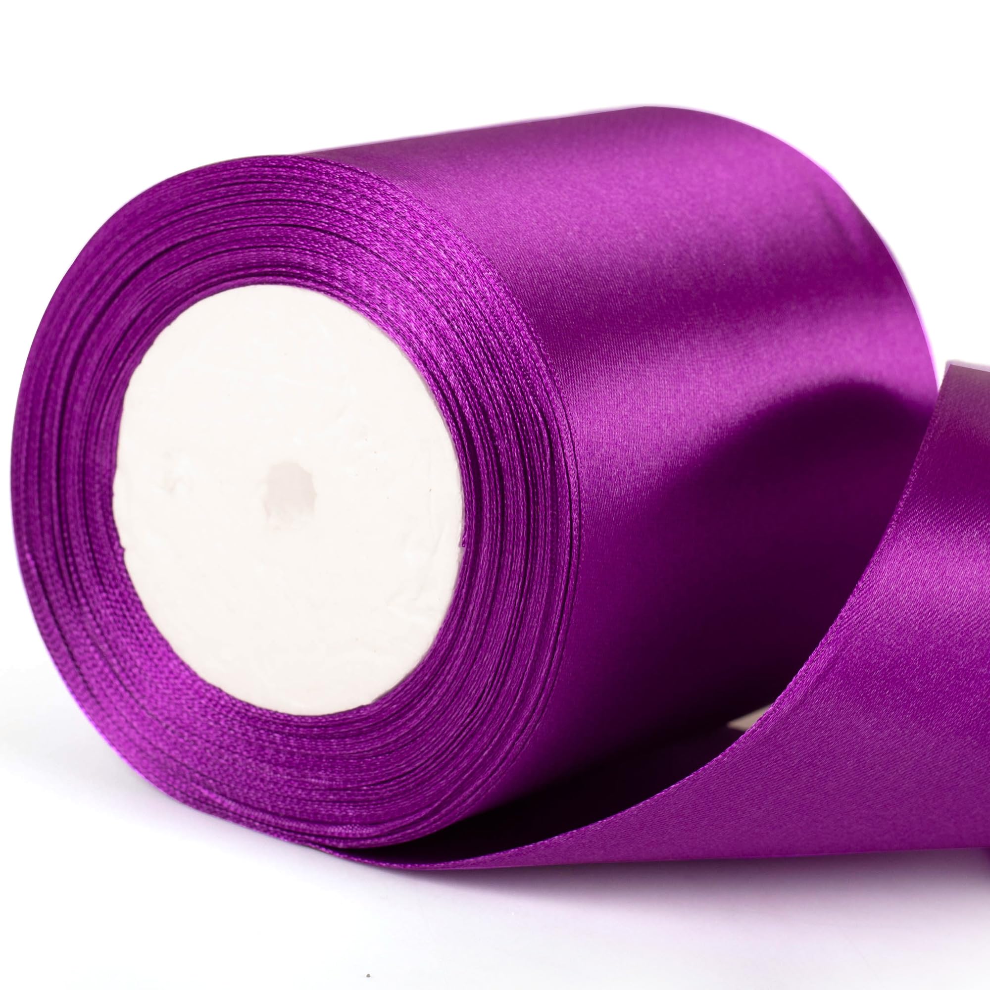 22m x 10cm Wide Dark Purple Ribbon, Purple Thick Wedding Car Ribbon for Gift Wrapping, Bouquet, Cake, Craft Decorations, Premium 4 Inch Florist Ribbons for Christmas Birthday Present