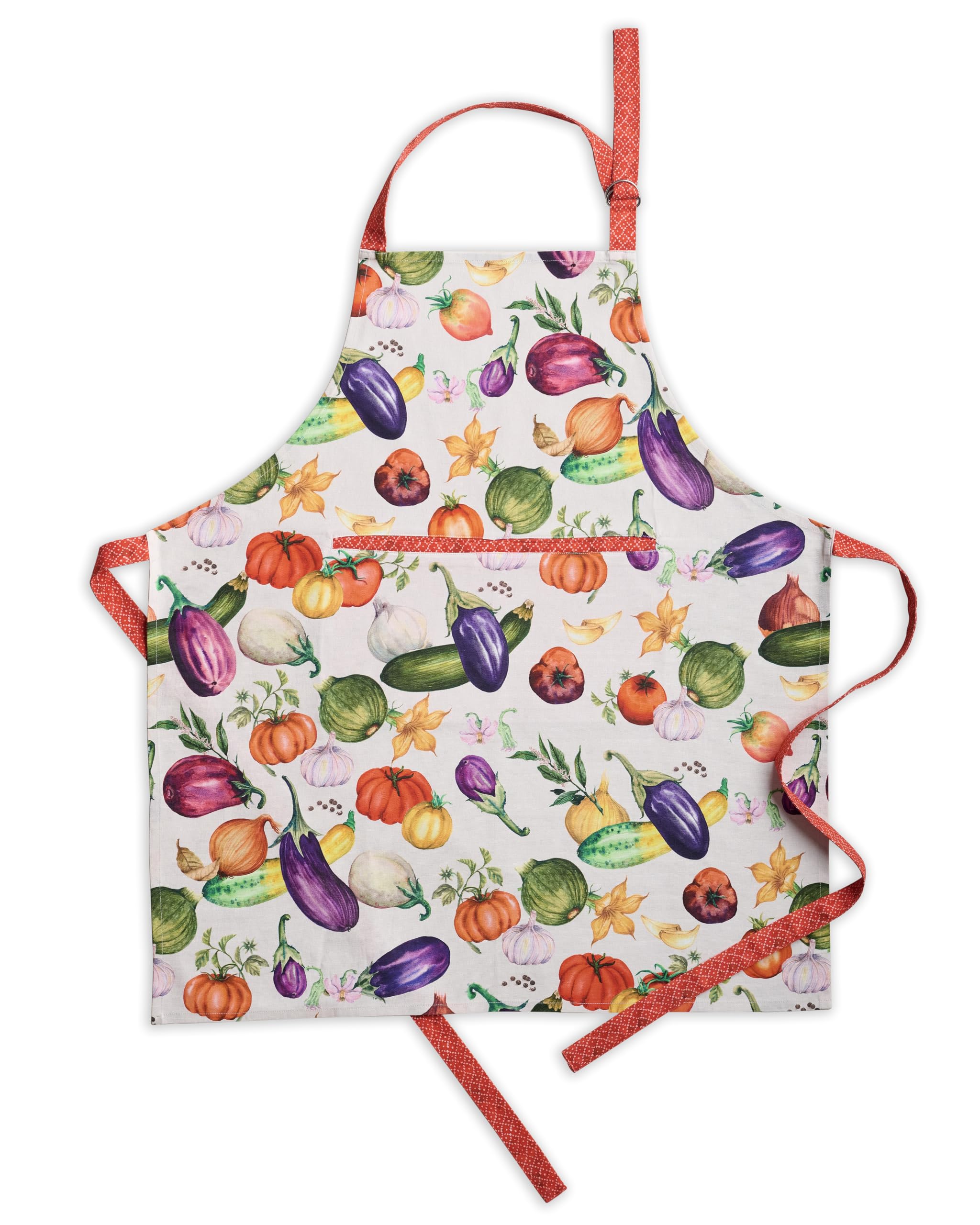 Maison d' Hermine Apron for women with Pocket 100% Cotton 27.50"x31.50" 1 Piece Adjustable Neck Strap & long ties Apron Men, Chef, Wedding, Cooking, Gardening, Server Spring/Summer (Ratatouille) Image