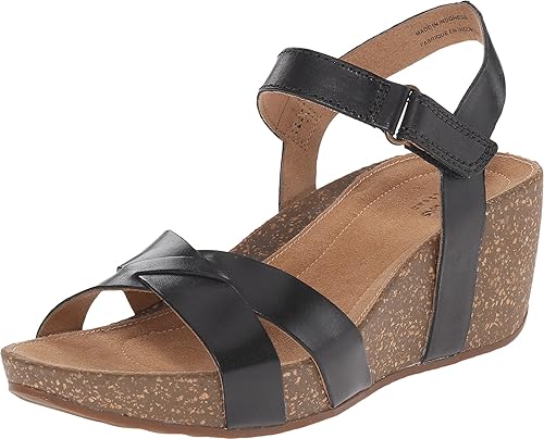 clarks black wedge sandals