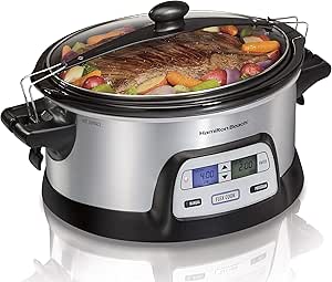 Amazon.com: Hamilton Beach 33861 Programmable Slow Cooker, 6 Quart