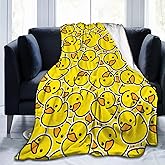 Duck Cartoon Cute Yellow Blanket, Soft Blankets Flannel Bed Throw Cozy Lightweight Plush Gifts for Kids Boys Girls Women Men Sofa Couch Bedroom Living Rooms Warm All Season, Home Decor, 60"x50"