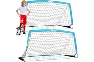 KUNUP Kids Soccer Goals for Backyard, 5×3, 6×4, 9×5FT 2 Pieces Easy Foldable Soccer Practice Net with Portable Carrying Bag for Toddler Youth Adult Soccer Training Equipment Outdoor Sports Game