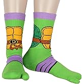 Bioworld Teenage Mutant Ninja Turtles Crew Sock For Men | All 4 TMNT Available | Raphael, Leonardo, Michelangelo, Donatello