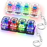 2 PCS Glow Keyboard Fidget Toy, Keyboard Fidget with LED Light Keychain 4-in-1 Keyboard Decompression Button Finger Clicker Toys, Button Stress Relief Fidget Gifts for Kids Adults(Clear Black)